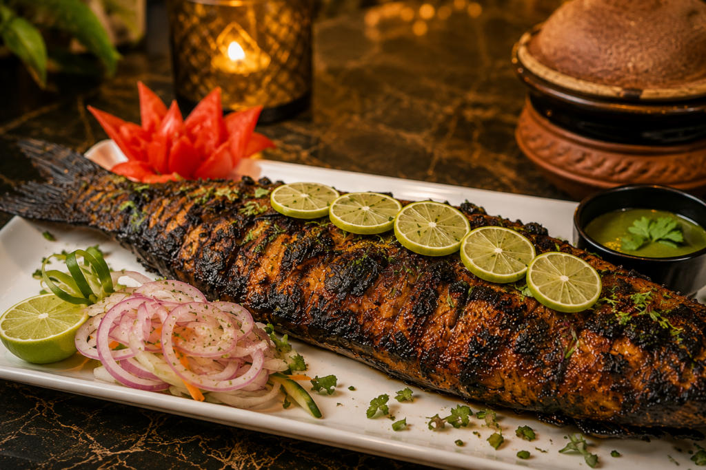 Whole Grilled Fish served at Pahadi Dhaba Seafood Restaurant in Patharagadia