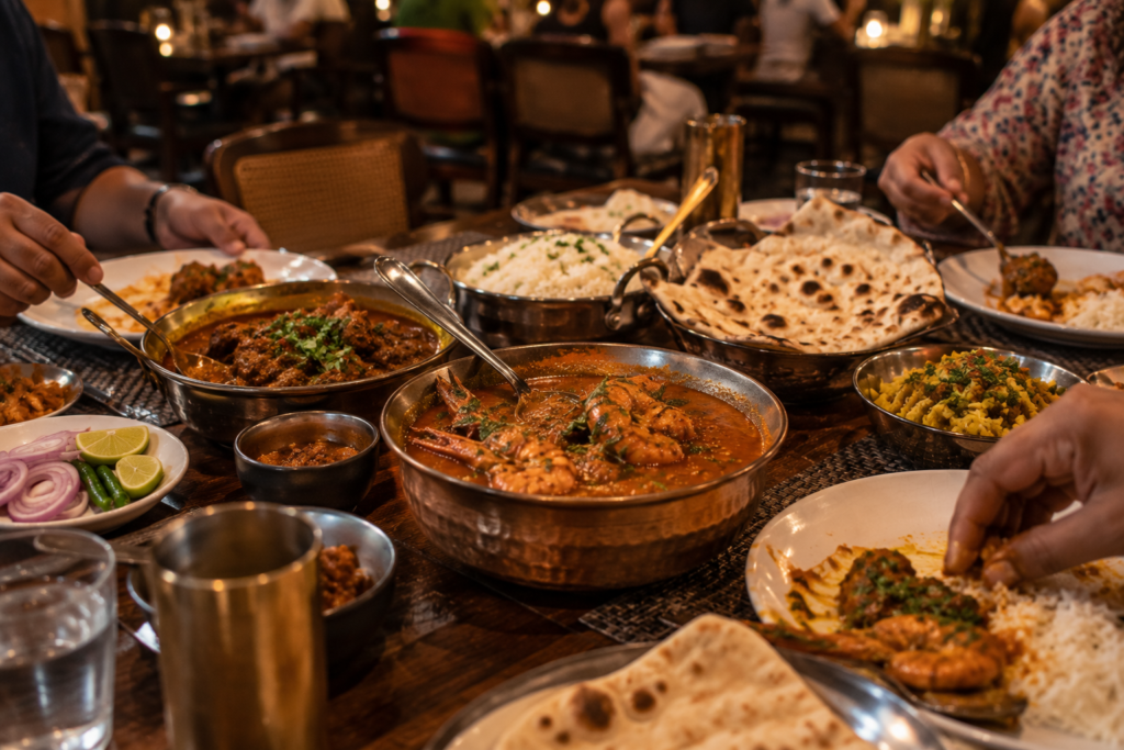 Family dining at Pahadi Dhaba in Patharagadia