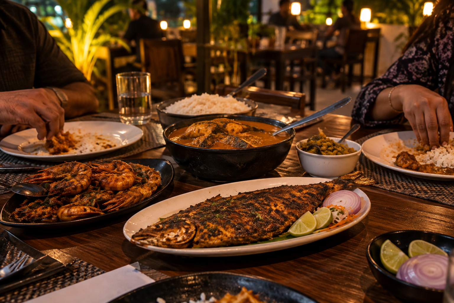 Seafood dinner at Pahadi Dhaba Patharagadia