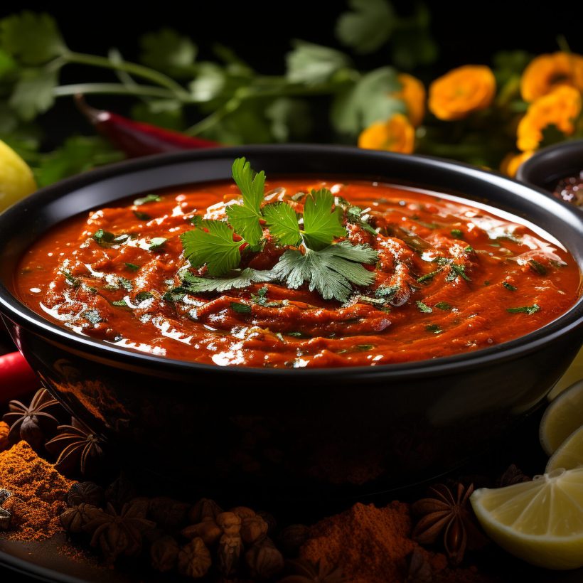 Freshness and spice in a homemade vegetarian meal generated by artificial intelligence